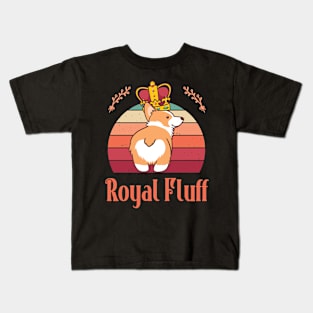 FUUNY VINTAGE SUNSET ROYAL FLUFF CUTE CORGI BUTT Kids T-Shirt